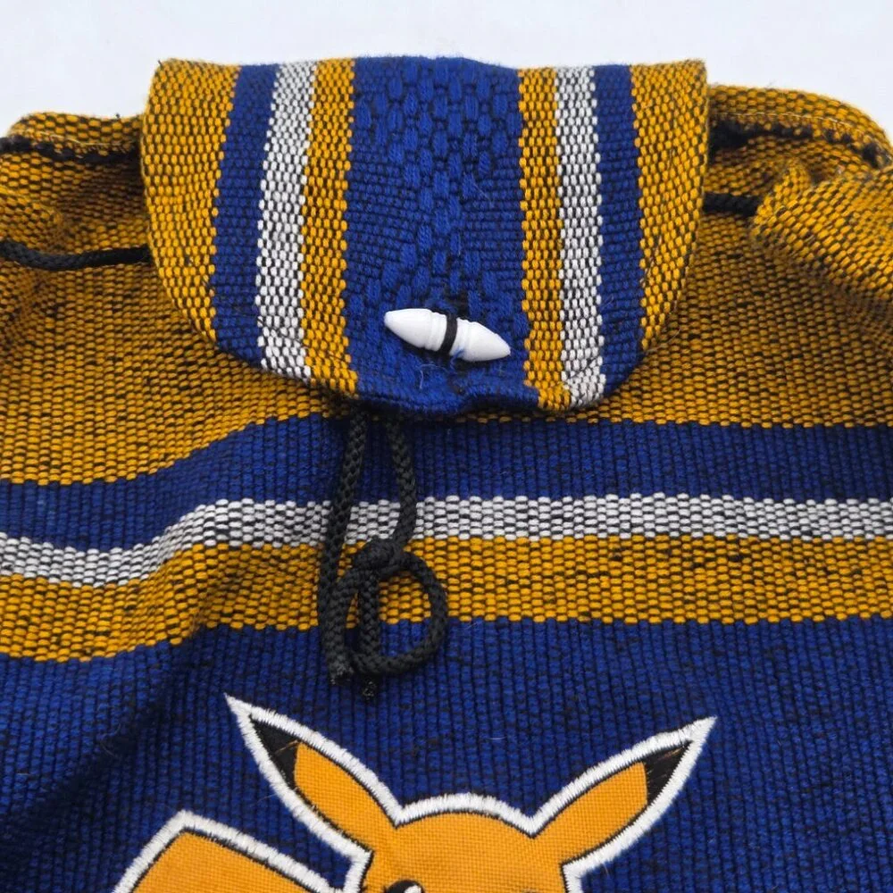 Pokemon - Pikachu Knitted Backpack‎ Blue and Gold with Drawstring